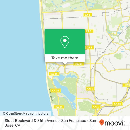 Sloat Boulevard & 36th Avenue map