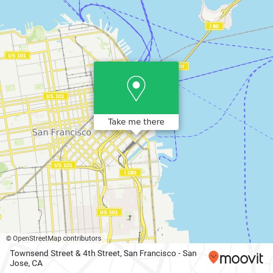 Townsend Street & 4th Street map