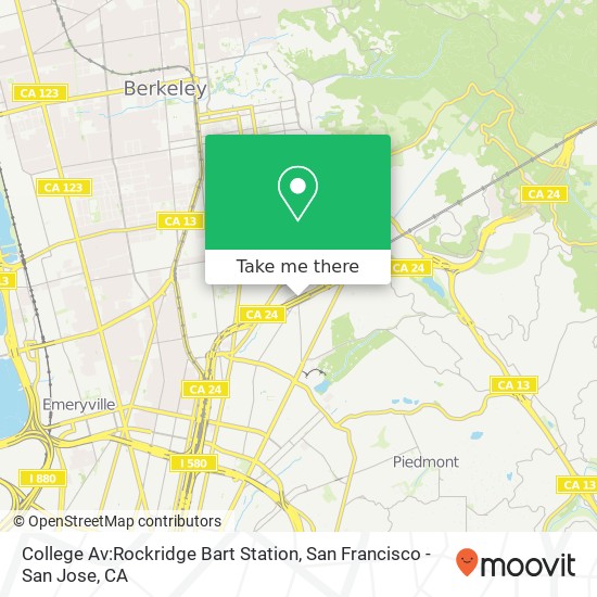 Mapa de College Av:Rockridge Bart Station