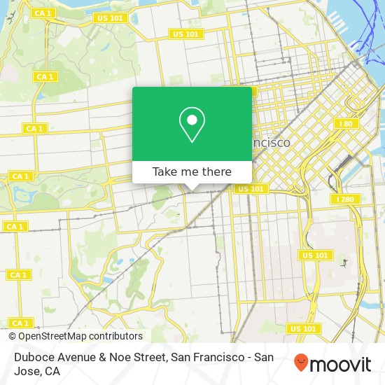 Duboce Avenue & Noe Street map
