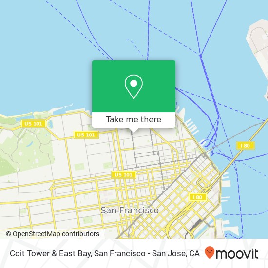 Coit Tower & East Bay map