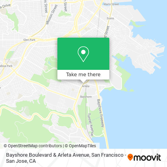 Bayshore Boulevard & Arleta Avenue map