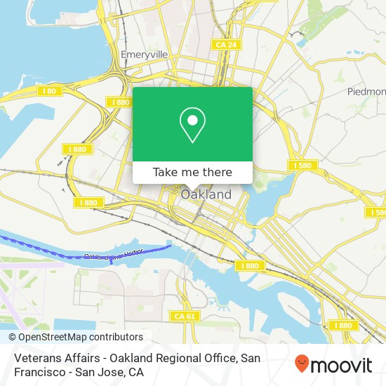 Mapa de Veterans Affairs - Oakland Regional Office