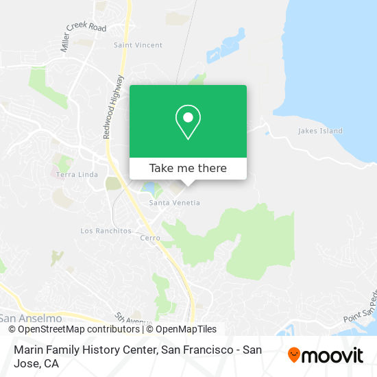 Marin Family History Center map