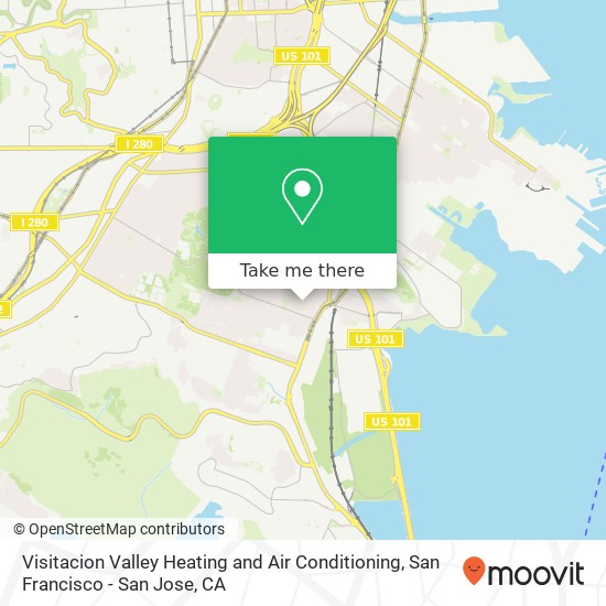 Mapa de Visitacion Valley Heating and Air Conditioning