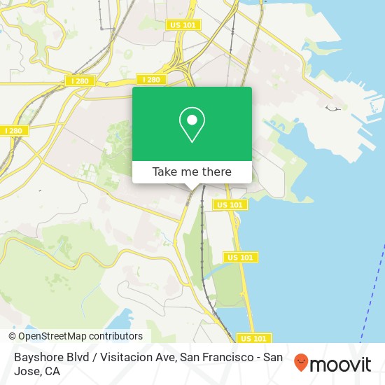Bayshore Blvd / Visitacion Ave map