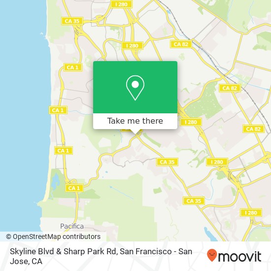 Skyline Blvd & Sharp Park Rd map