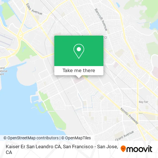 Mapa de Kaiser Er San Leandro CA