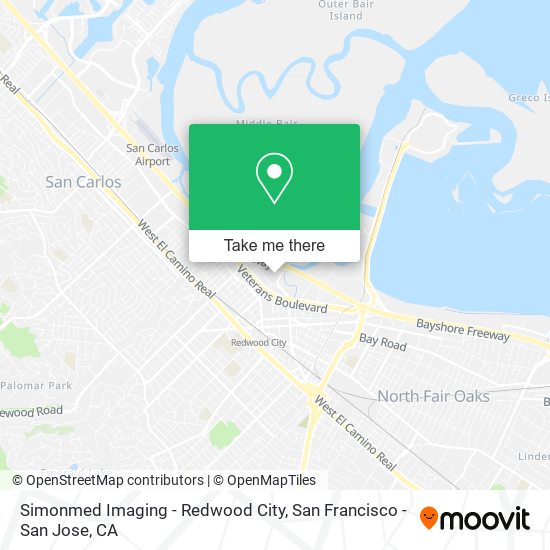 Mapa de Simonmed Imaging - Redwood City