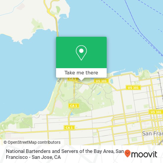 Mapa de National Bartenders and Servers of the Bay Area