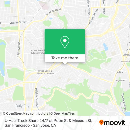U-Haul Truck Share 24 / 7 at Pope St & Mission St map