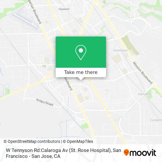 Mapa de W Tennyson Rd:Calaroga Av (St. Rose Hospital)