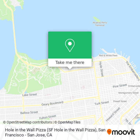 Mapa de Hole in the Wall Pizza