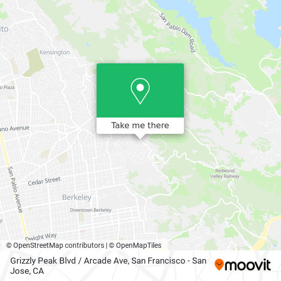 Mapa de Grizzly Peak Blvd / Arcade Ave