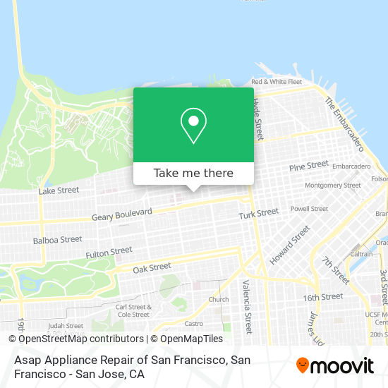 Asap Appliance Repair of San Francisco map