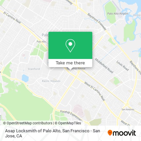 Asap Locksmith of Palo Alto map