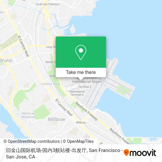 Mapa de 旧金山国际机场-国内3航站楼-出发厅