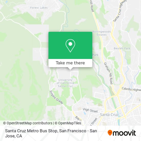 Mapa de Santa Cruz Metro Bus Stop