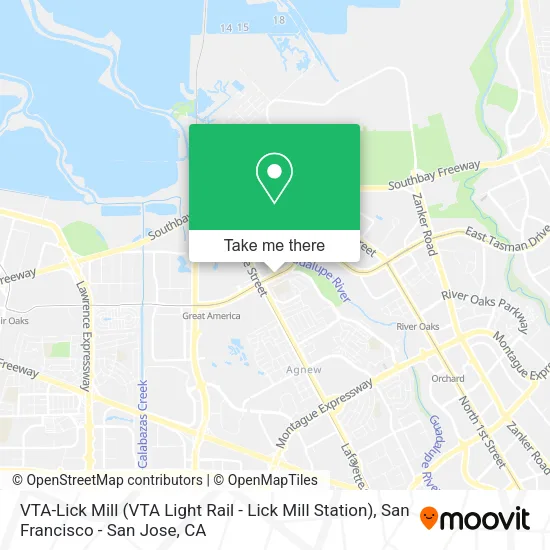 VTA-Lick Mill (VTA Light Rail - Lick Mill Station) map