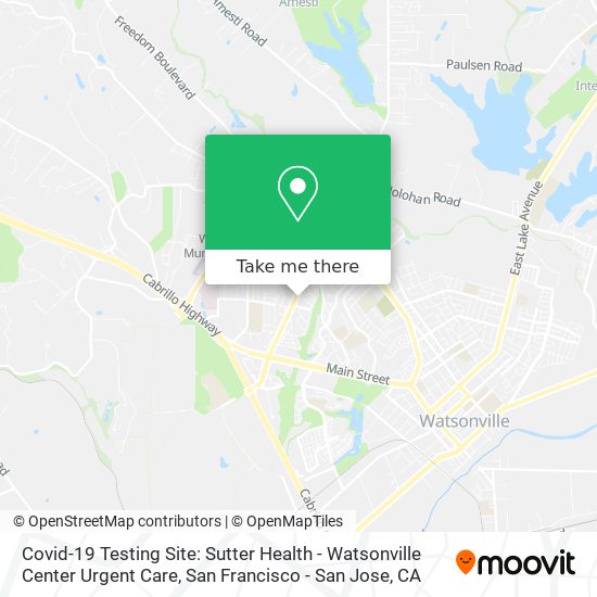 Mapa de Covid-19 Testing Site: Sutter Health - Watsonville Center Urgent Care