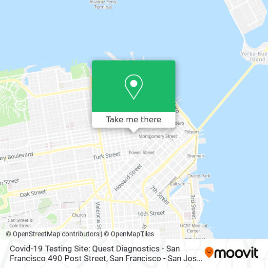 Mapa de Covid-19 Testing Site: Quest Diagnostics - San Francisco 490 Post Street