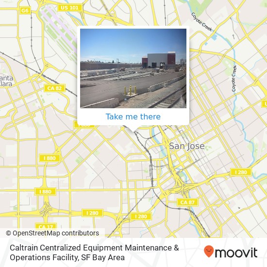 Mapa de Caltrain Centralized Equipment Maintenance & Operations Facility