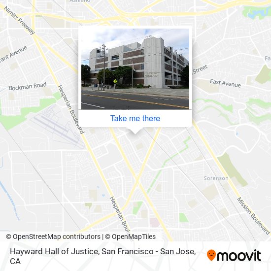 Hayward Hall of Justice map