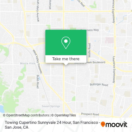 Towing Cupertino Sunnyvale 24 Hour map