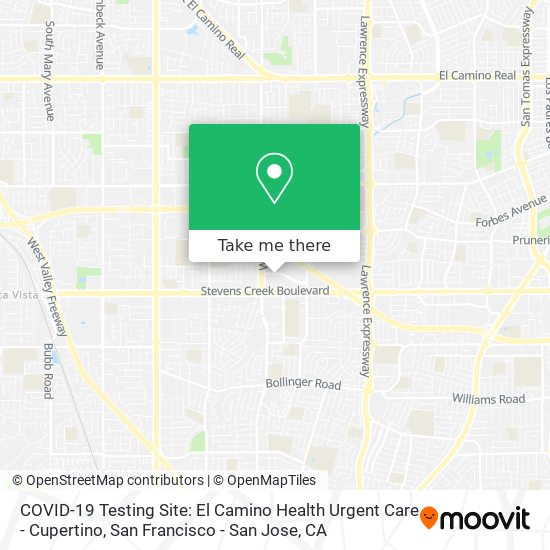 COVID-19 Testing Site: El Camino Health Urgent Care - Cupertino map