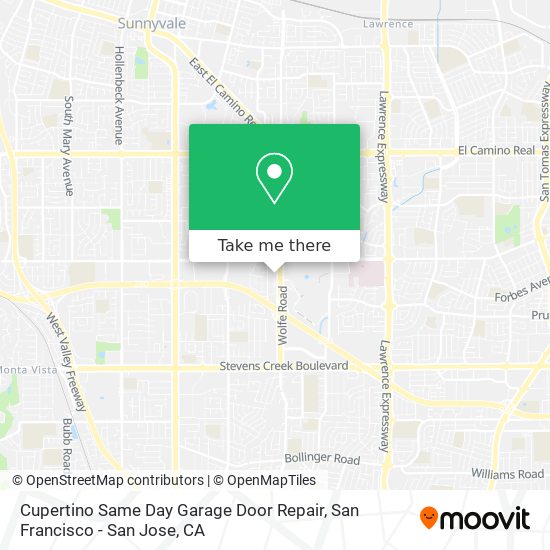 Cupertino Same Day Garage Door Repair map