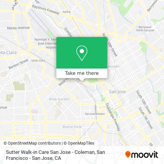 Mapa de Sutter Walk-in Care San Jose - Coleman