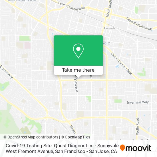 Mapa de Covid-19 Testing Site: Quest Diagnostics - Sunnyvale West Fremont Avenue