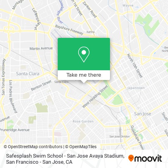 Mapa de Safesplash Swim School - San Jose Avaya Stadium