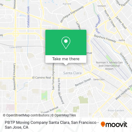 PBTP Moving Company Santa Clara map