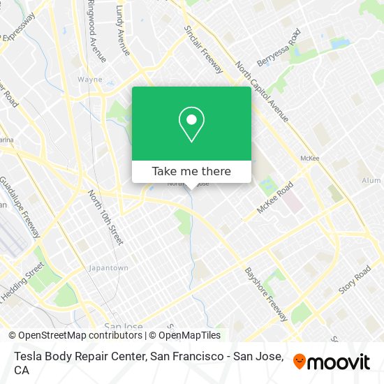 Mapa de Tesla Body Repair Center