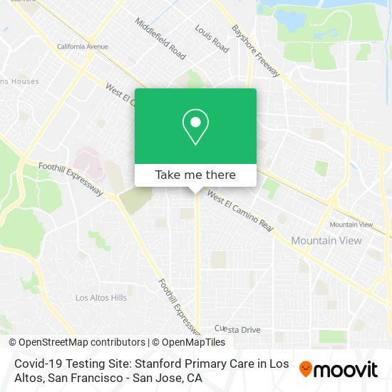 Covid-19 Testing Site: Stanford Primary Care in Los Altos map