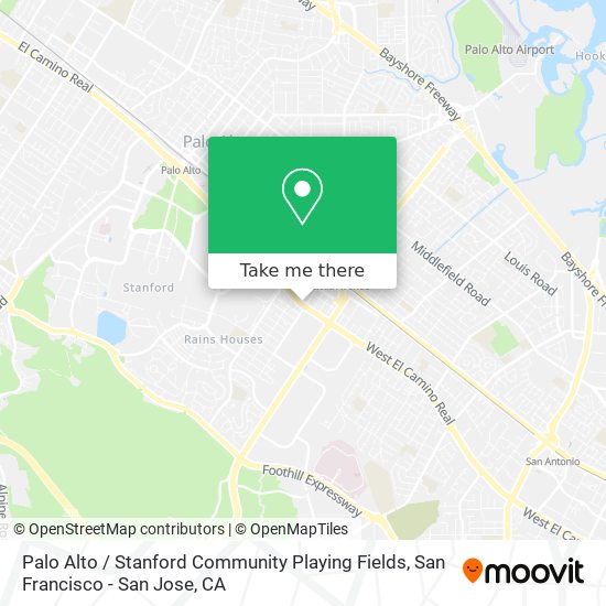 Palo Alto / Stanford Community Playing Fields map