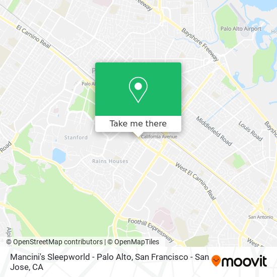 Mancini's Sleepworld - Palo Alto map