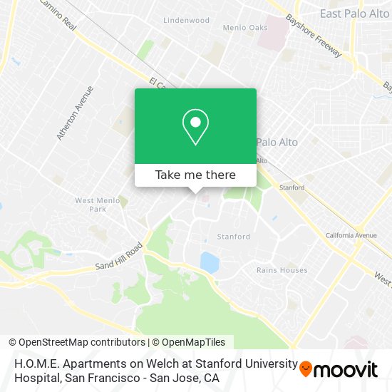 Mapa de H.O.M.E. Apartments on Welch at Stanford University Hospital