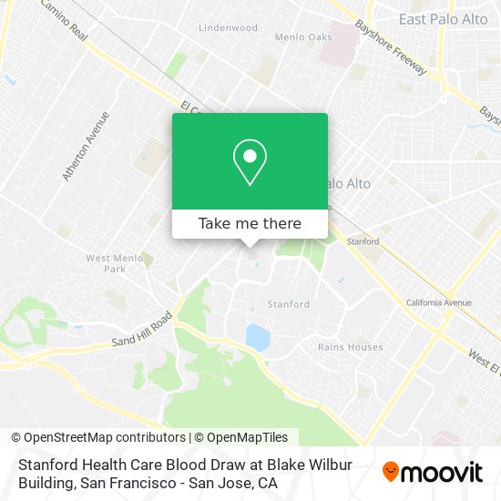 Stanford Health Care Blood Draw at Blake Wilbur Building map