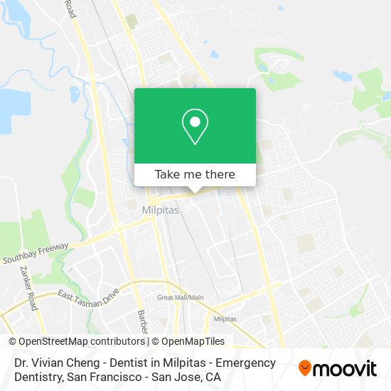 Dr. Vivian Cheng - Dentist in Milpitas - Emergency Dentistry map