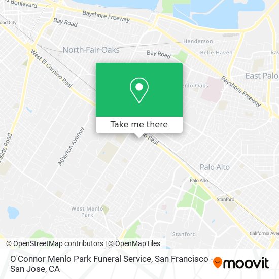 O'Connor Menlo Park Funeral Service map