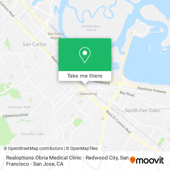 Mapa de Realoptions Obria Medical Clinic - Redwood City