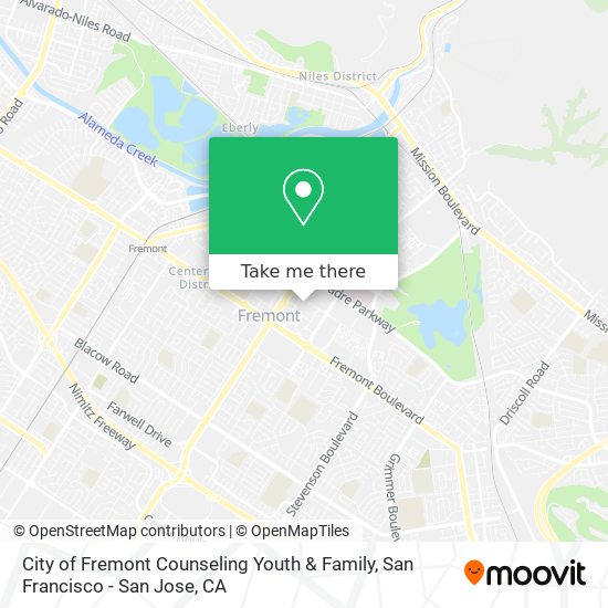 City of Fremont Counseling Youth & Family map