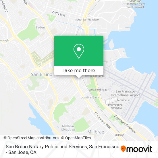 San Bruno Notary Public and Services map