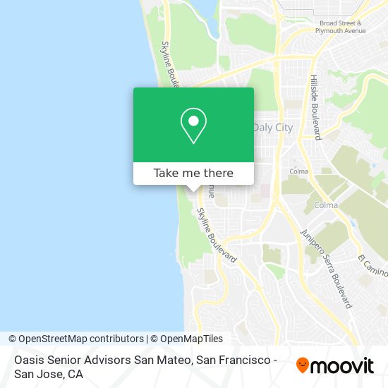 Mapa de Oasis Senior Advisors San Mateo