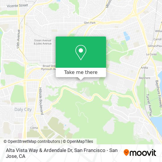 Alta Vista Way & Ardendale Dr map