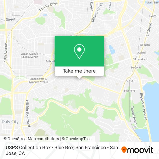 Mapa de USPS Collection Box - Blue Box