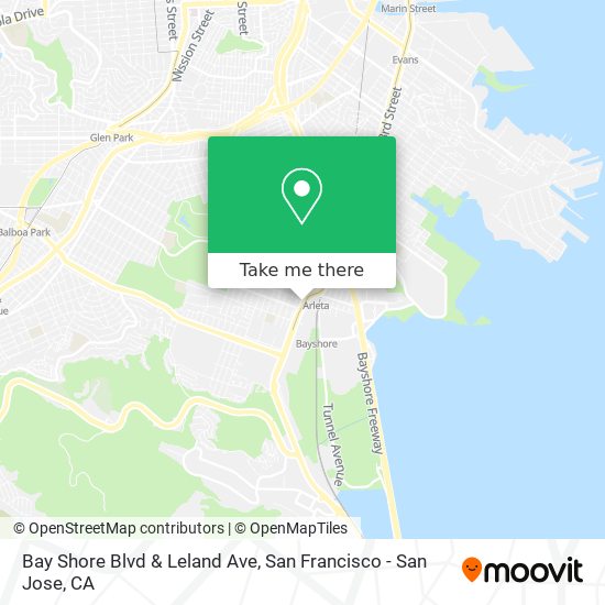 Mapa de Bay Shore Blvd & Leland Ave