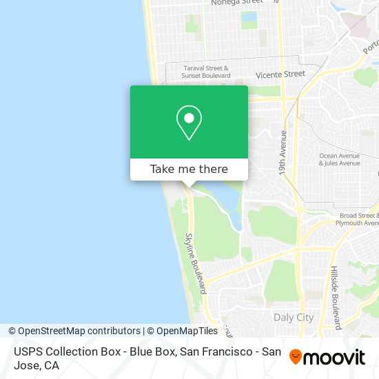 Mapa de USPS Collection Box - Blue Box